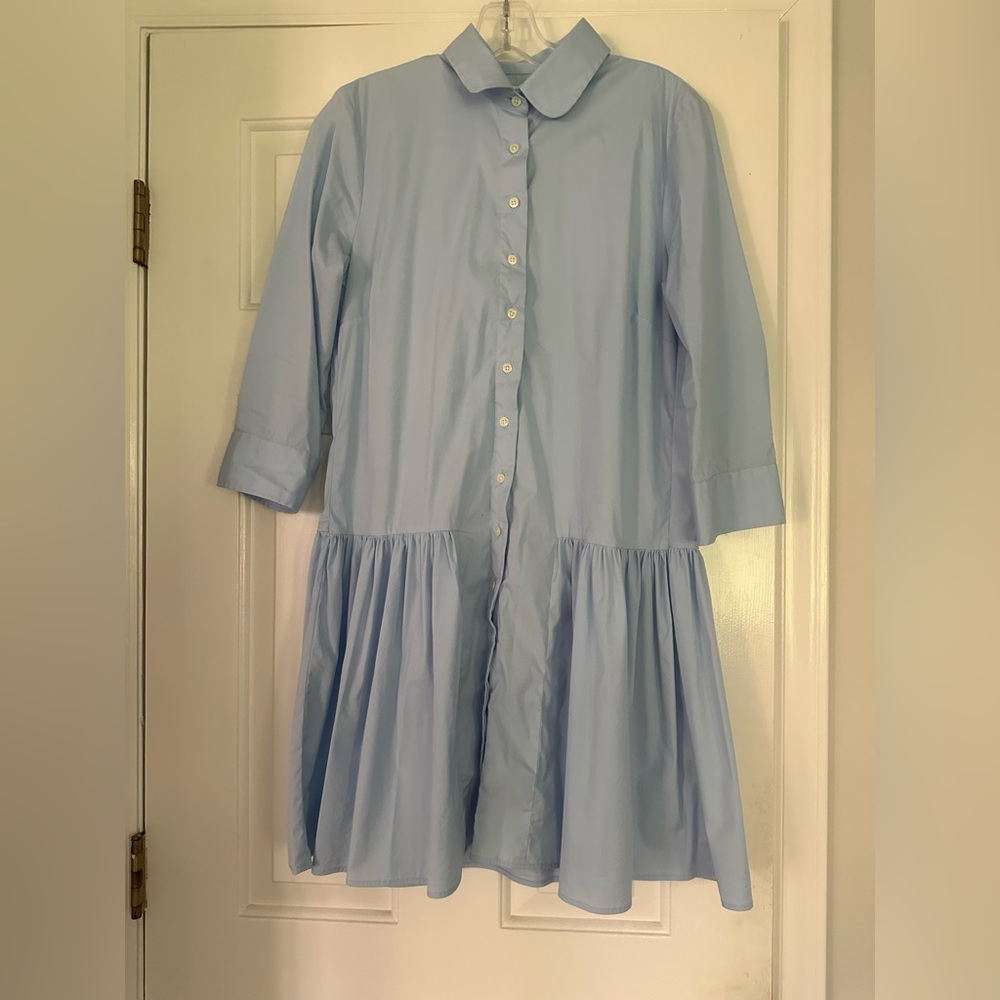 The Shirt Rochelle Behrens Blue Dawn Drop Waist Shirt Dress Size M